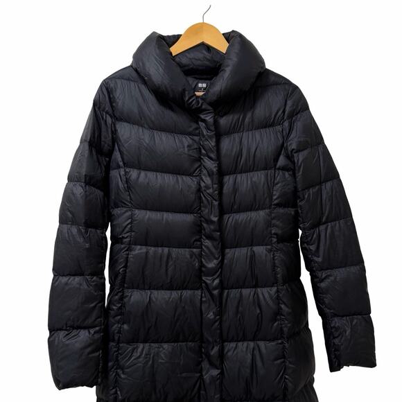 Uniqlo Womens Shawl Collar Long Down Puffer Jacket Size M Lightweight Packable - Picture 3 of 9
